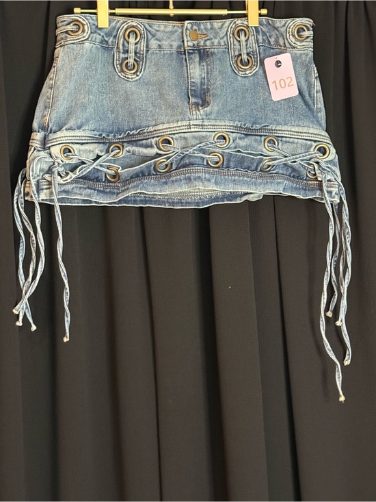 Unknown Dresses & Skirts - Lace-Up Light Blue Denim Mini Skirt